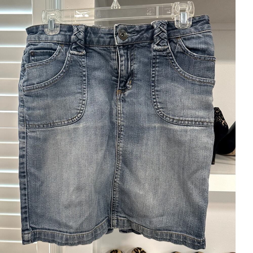 Arizona Jeans Co. Women's Denim Jean Skirt Braided Belt Loops 27" Waist